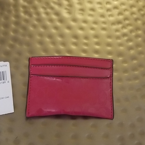 Coach Fuchsia  Patent Leather Credit Card Case - Picture 2 of 3